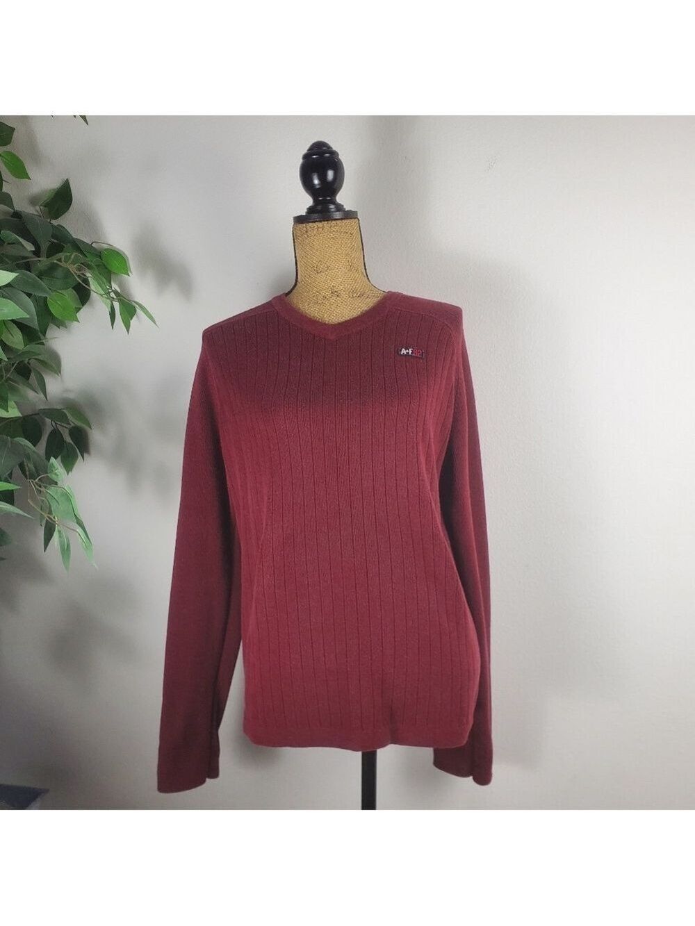 Vintage Abercrombie and Fitch Red Pullover Sweater Mens Large